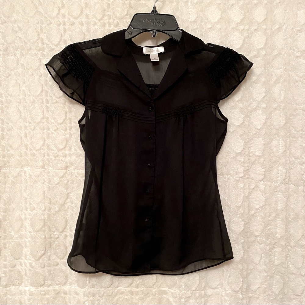 LOFT sheer black blouse